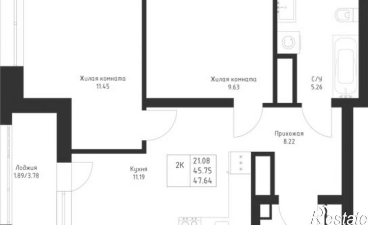 2-комн квартира в новом доме Республика Татарстан (Татарстан), улица Петра Полушкина, 5