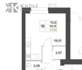 2-комн, 51 кв м, этаж 1/9 ул Ярдем, 25