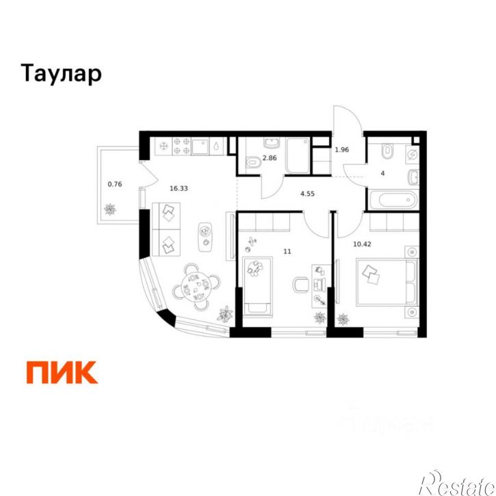 2-комн квартира в новом доме ул Хади Такташа, 135,  д. 135
