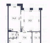 3-комн, 118кв м, этаж 2/10 улица Калинина, 60