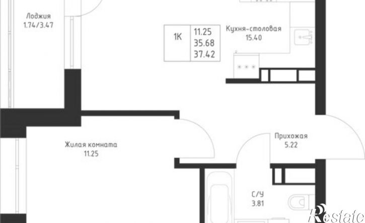 1-комн квартира в новом доме Республика Татарстан (Татарстан), Казань, жилой район Седьмое Небо
