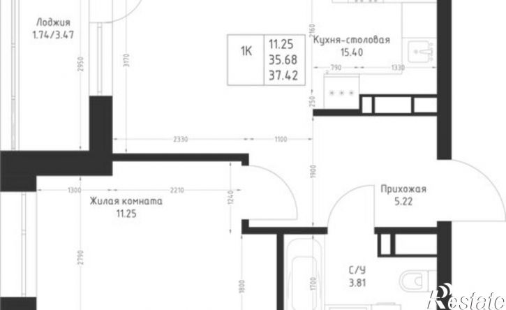 1-комн квартира в новом доме Республика Татарстан (Татарстан), Казань, жилой район Седьмое Небо