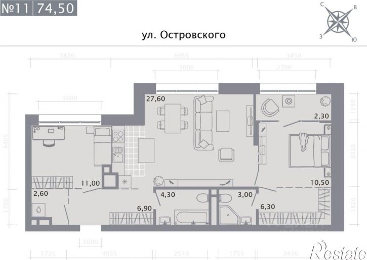 2-комн квартира в новом доме ул Ново-Песочная, 40,  д. 40