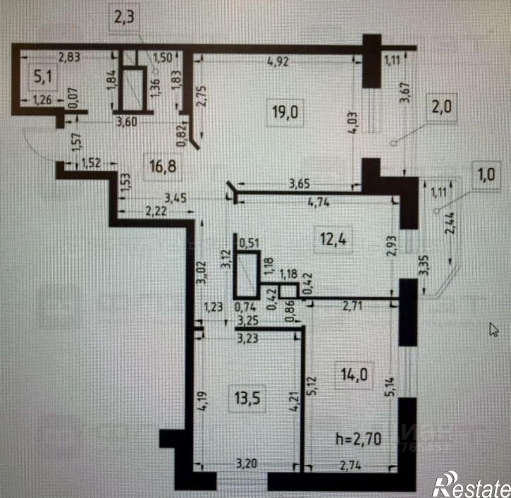 3-комн квартира Татарстан, Казань, Приволжский