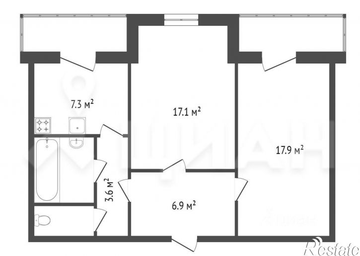 2-комн квартира ул Парижской Коммуны, 19,  д. 19