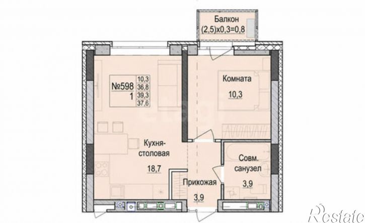 1-комн квартира в новом доме Республика Татарстан (Татарстан), жилой комплекс Паркмаяк