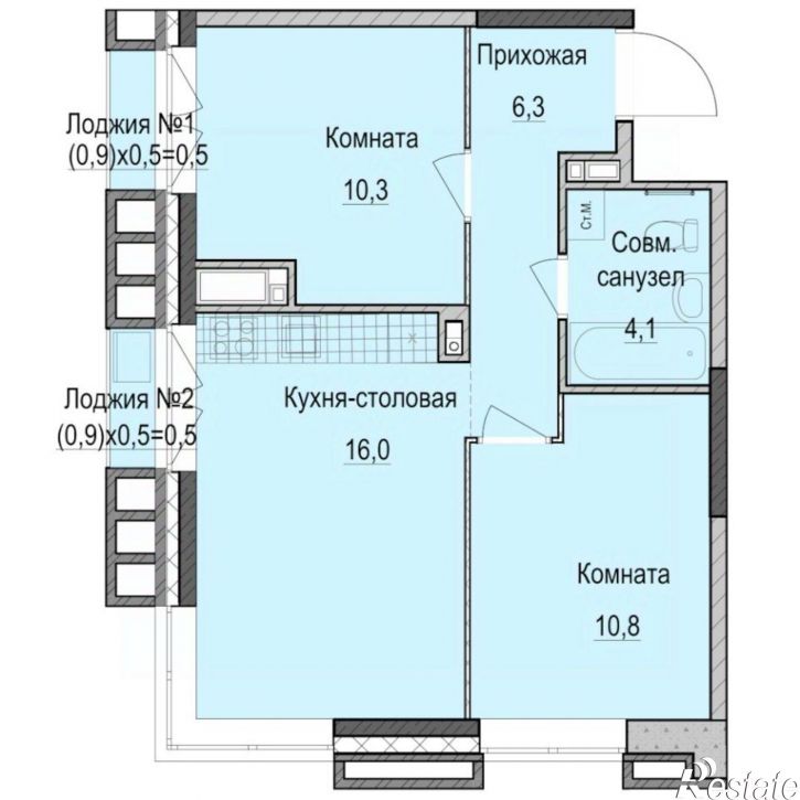 2-комн квартира в новом доме Фермское шоссе