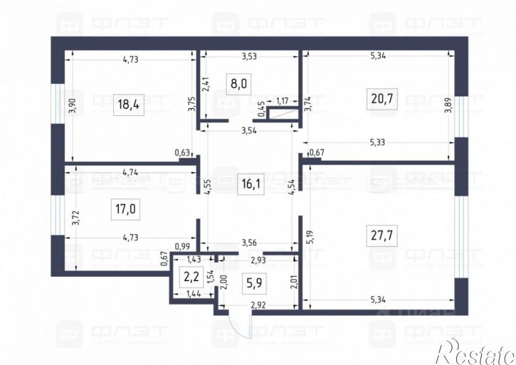 3-комн квартира ул Абубекира Терегулова, 6а,  д. 6а