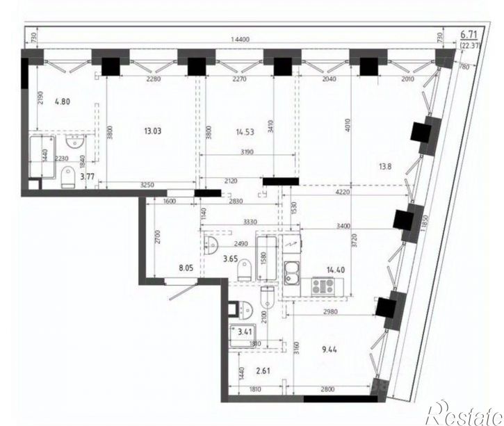 3-комн квартира в новом доме ул Аскара Шейх-Али, 1 2,  д. 1 2,  к. 2