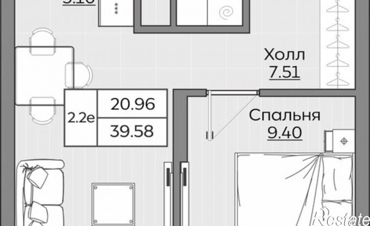 2-комн квартира в новом доме Республика Татарстан (Татарстан), улица Рауиса Гареева, 123