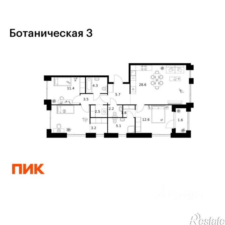 3-комн квартира в новом доме ул Дальняя, 9,  д. 9