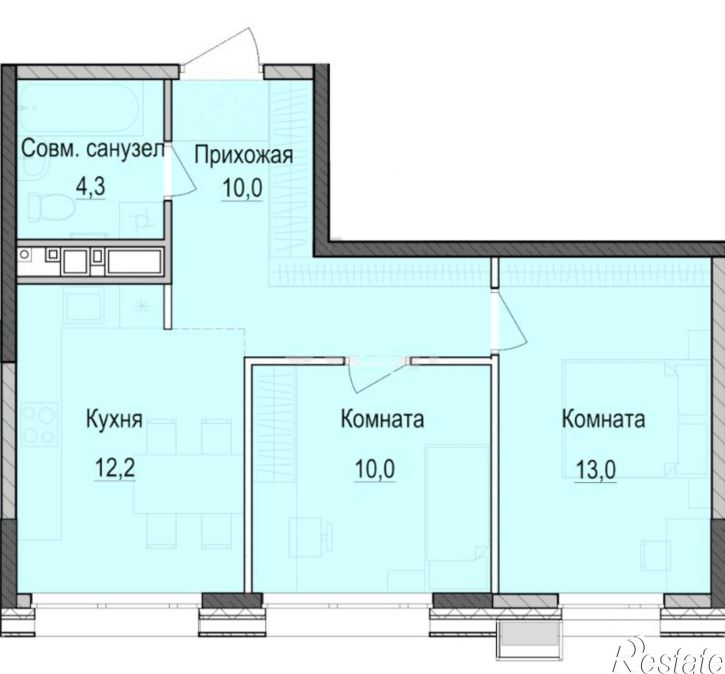 2-комн квартира в новом доме Южно-Промышленная улица