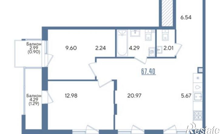 2-комн квартира в новом доме ул Годовикова, 27А,  д. 27А