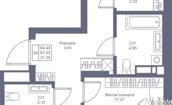 2-комн квартира в новом доме Республика Татарстан (Татарстан), ЖК Мой Ритм, ПК1-1