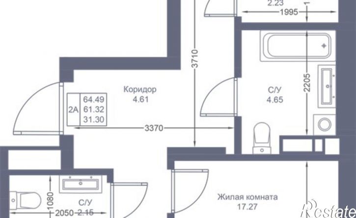 2-комн квартира в новом доме Республика Татарстан (Татарстан), ЖК Мой Ритм, ПК1-1
