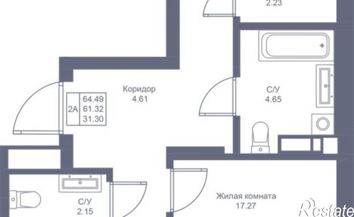 2-комн квартира в новом доме Республика Татарстан (Татарстан), ЖК Мой Ритм, ПК1-1