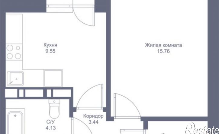1-комн квартира в новом доме Республика Татарстан (Татарстан), ЖК Мой Ритм, ПК1-1