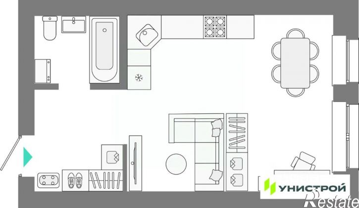 1-комн квартира в новом доме Советский район