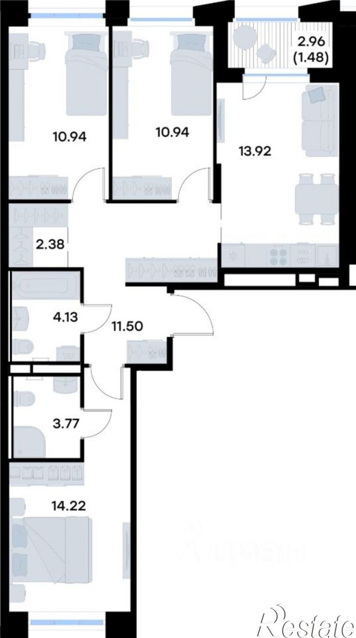 3-комн квартира в новом доме ул Профессора Мухамедьярова, 31Б,  д. 31Б