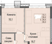 1-комн, 36.4 кв м, этаж 10/18 ул. Южно-Промышленная, дом 1