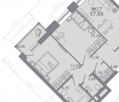 2-комн, 58 кв м, этаж 3/23 ул Родины, 27