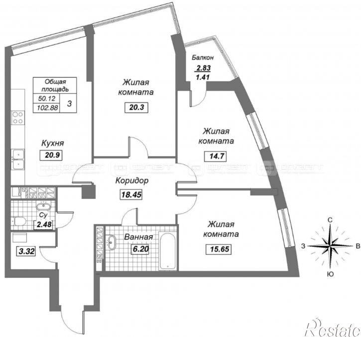 3-комн квартира ул. Танковая, дом 2