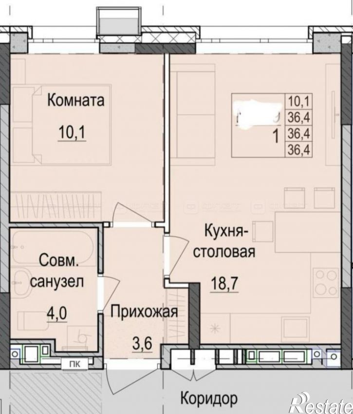 1-комн квартира в новом доме ул. Южно-Промышленная, дом 1