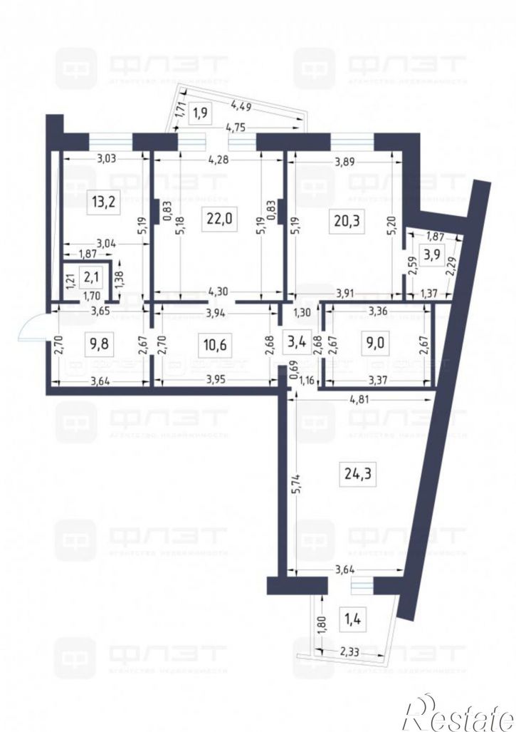 3-комн квартира ул. Абубекира Терегулова, дом 6а