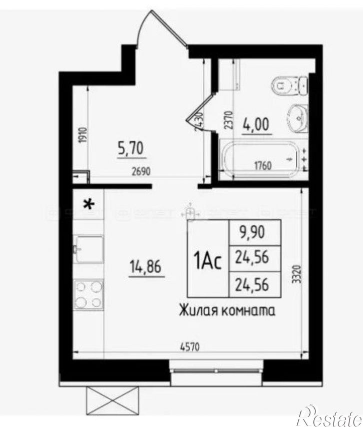1-комн квартира ул. Михаила Миля, дом 11