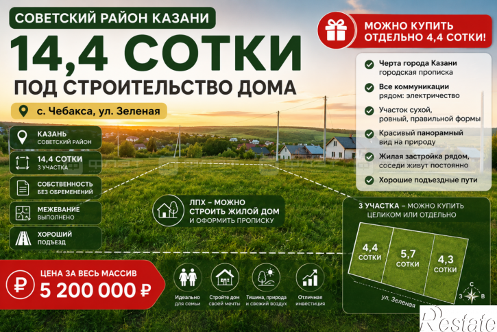 Земельный участок ул. Зеленая (Чебакса), дом 76