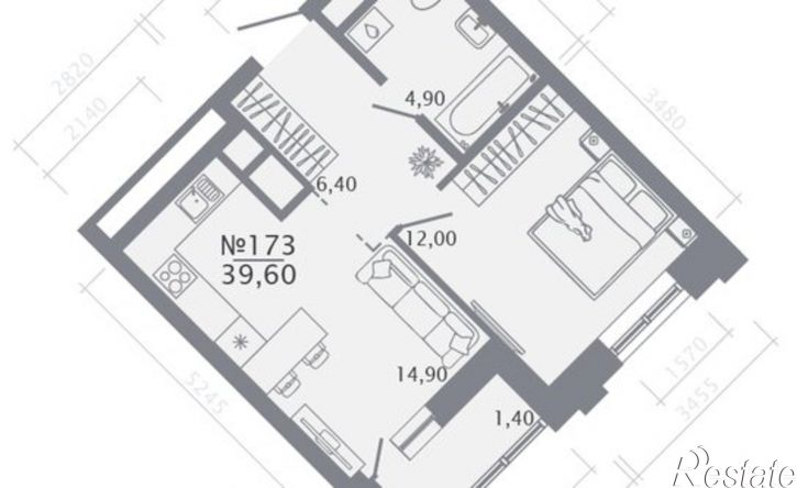 1-комн квартира в новом доме ул Родины, 27,  д. 27