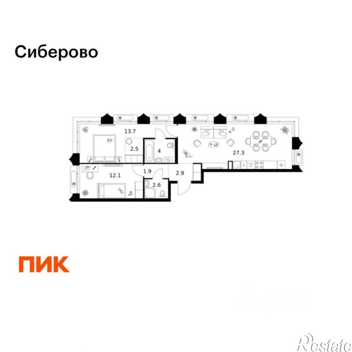 2-комн квартира в новом доме ул Халитова, 4,  д. 4
