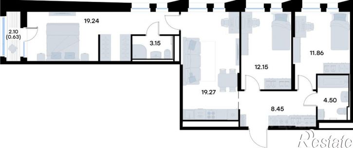 3-комн квартира в новом доме ул Профессора Мухамедьярова, 31Б,  д. 31Б