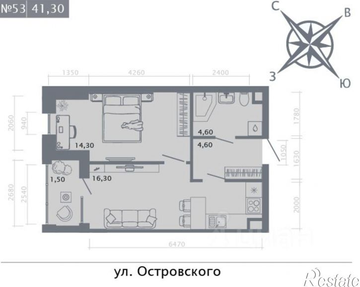 1-комн квартира в новом доме ул Петербургская, 78А,  д. 78А