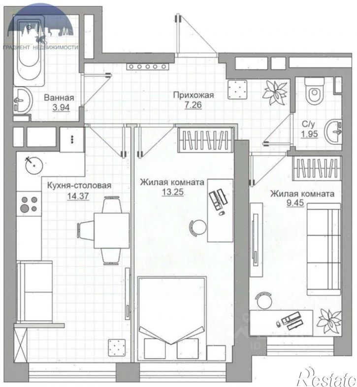 2-комн квартира ул Рауиса Гареева, 105Б,  д. 105Б