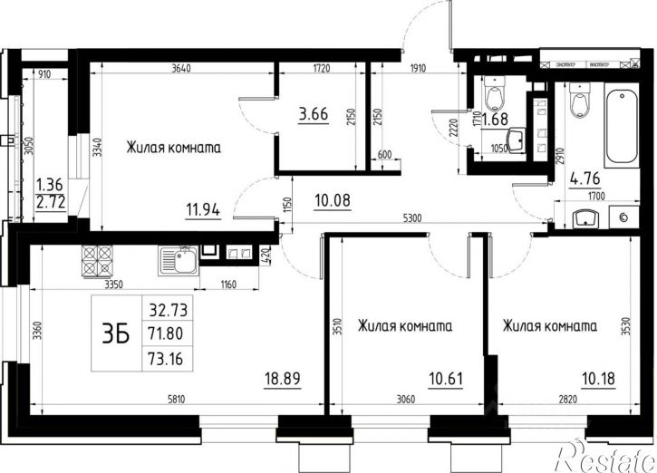 3-комн квартира в новом доме ул 1-я Владимирская, 109а,  д. 109а