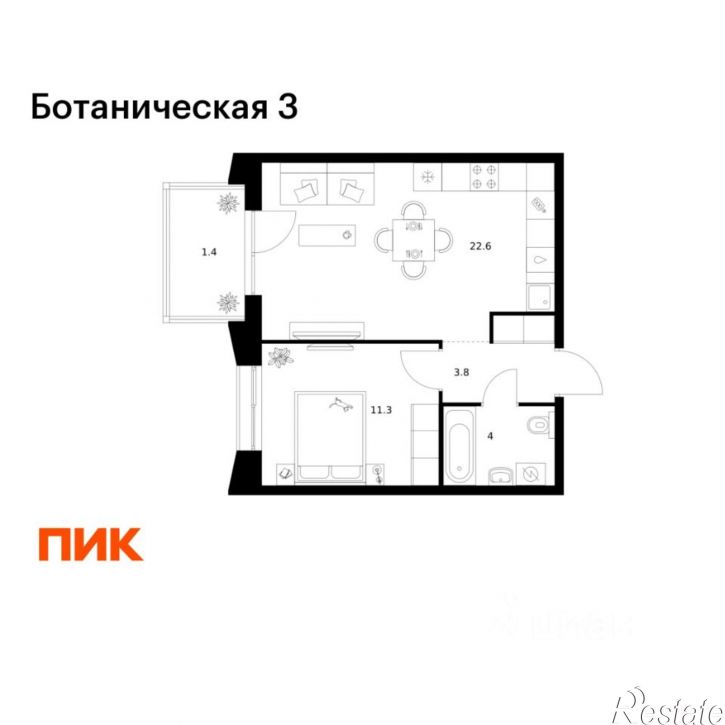 1-комн квартира в новом доме ул Дальняя, 9,  д. 9