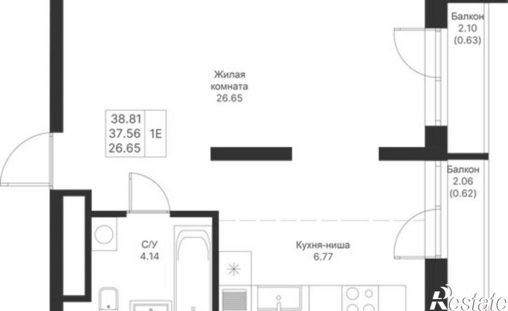 1-комн квартира в новом доме Республика Татарстан (Татарстан), ЖК Мой Ритм, ПК4