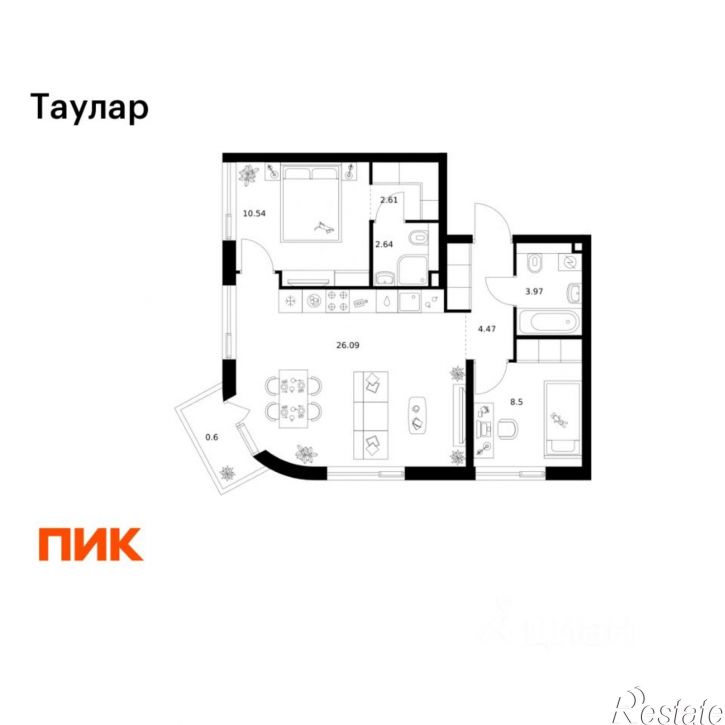 2-комн квартира в новом доме улица Хади Такташа, 131,  д. 131