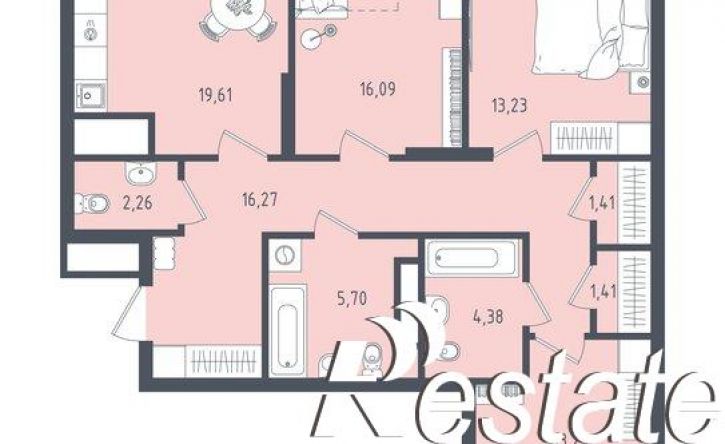 3-комн квартира в новом доме ул Аделя Кутуя, 133,  д. 133