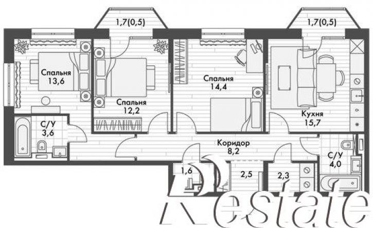 3-комн квартира в новом доме Оренбургский тракт, 10А,  д. 10А