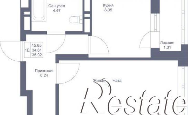 1-комн квартира в новом доме Республика Татарстан (Татарстан), ЖК Мой Ритм, ПК1-1