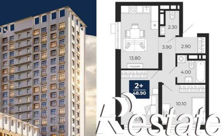 2-комн квартира в новом доме Клубная улица, 11А,  д. 11А