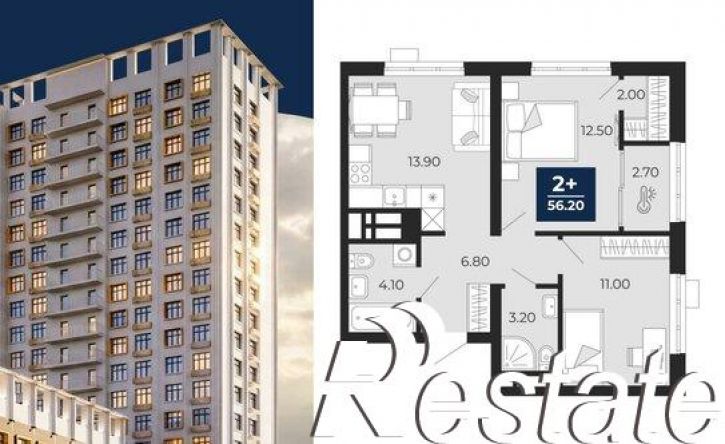 2-комн квартира в новом доме Клубная улица, 11А,  д. 11А