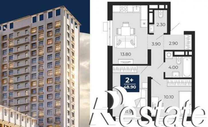 2-комн квартира в новом доме Клубная улица, 11А,  д. 11А