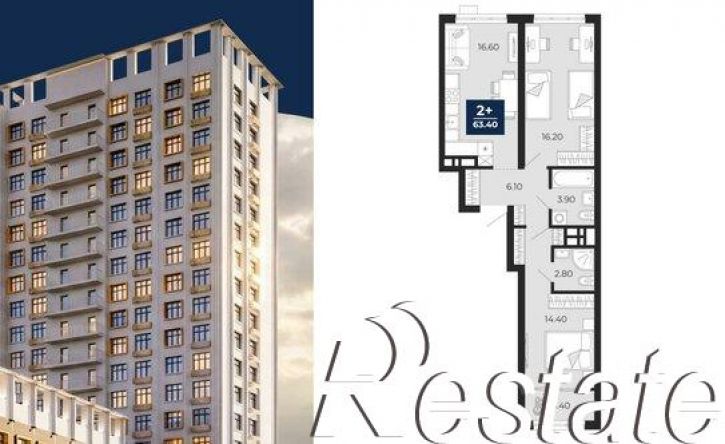 2-комн квартира в новом доме Клубная улица, 11А,  д. 11А