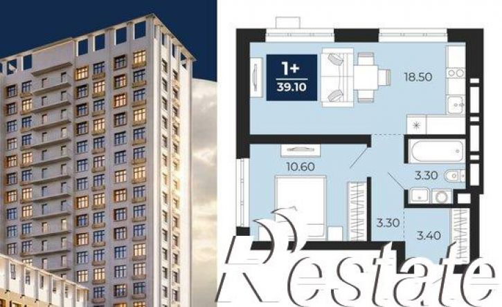 1-комн квартира в новом доме Клубная улица, 11А,  д. 11А