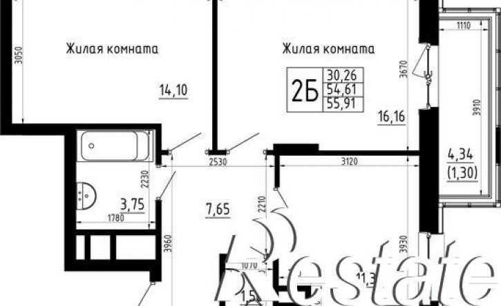 2-комн квартира в новом доме улица Аделя Кутуя, 163А/1,  д. 163А/1