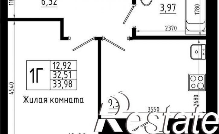 1-комн квартира в новом доме улица Аделя Кутуя, 163А/1,  д. 163А/1