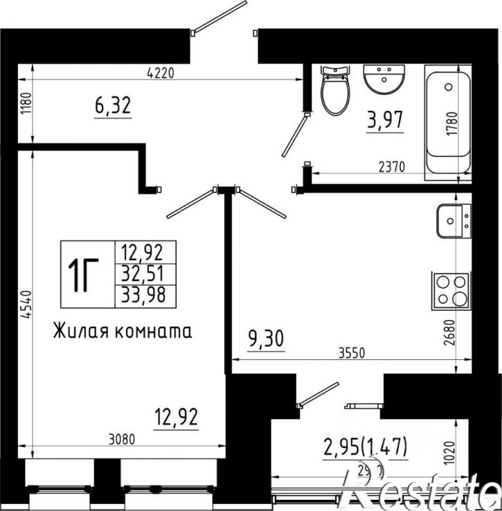 1-комн квартира в новом доме улица Аделя Кутуя, 163А/1,  д. 163А/1